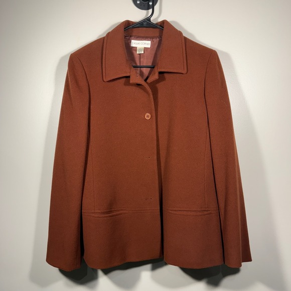 Vintage Casual Corner Wool Cashmere Blend Blazer Jacket Womens L Rust Brown - Picture 1 of 8